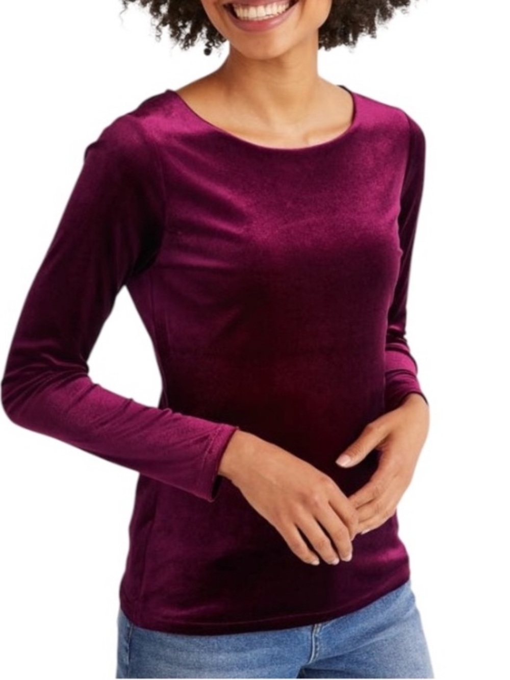 Boden Velvet Suki Blouse Long Sleeve Maroon Cranberry Holiday Suki Top Size 6